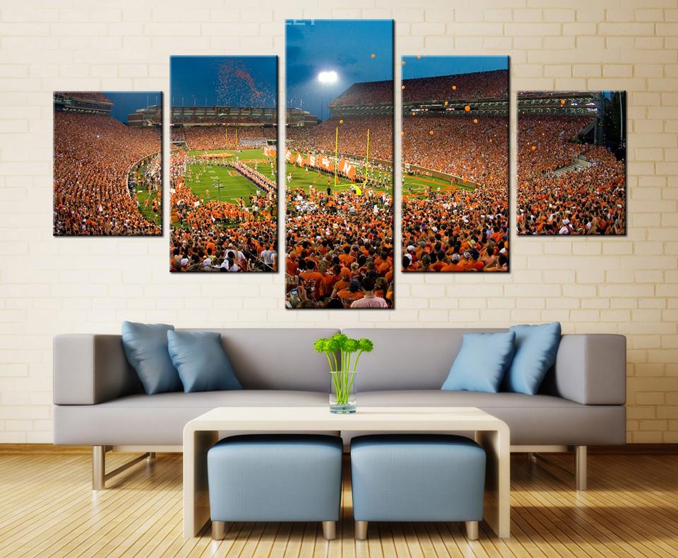 Clemson Tigers Memorial Stadium Sport - 5 Panel Canvas Art Wall Decor Clemson Tigers Memorial Stadium Sport - 5 Panel Canvas Art Wall Decor