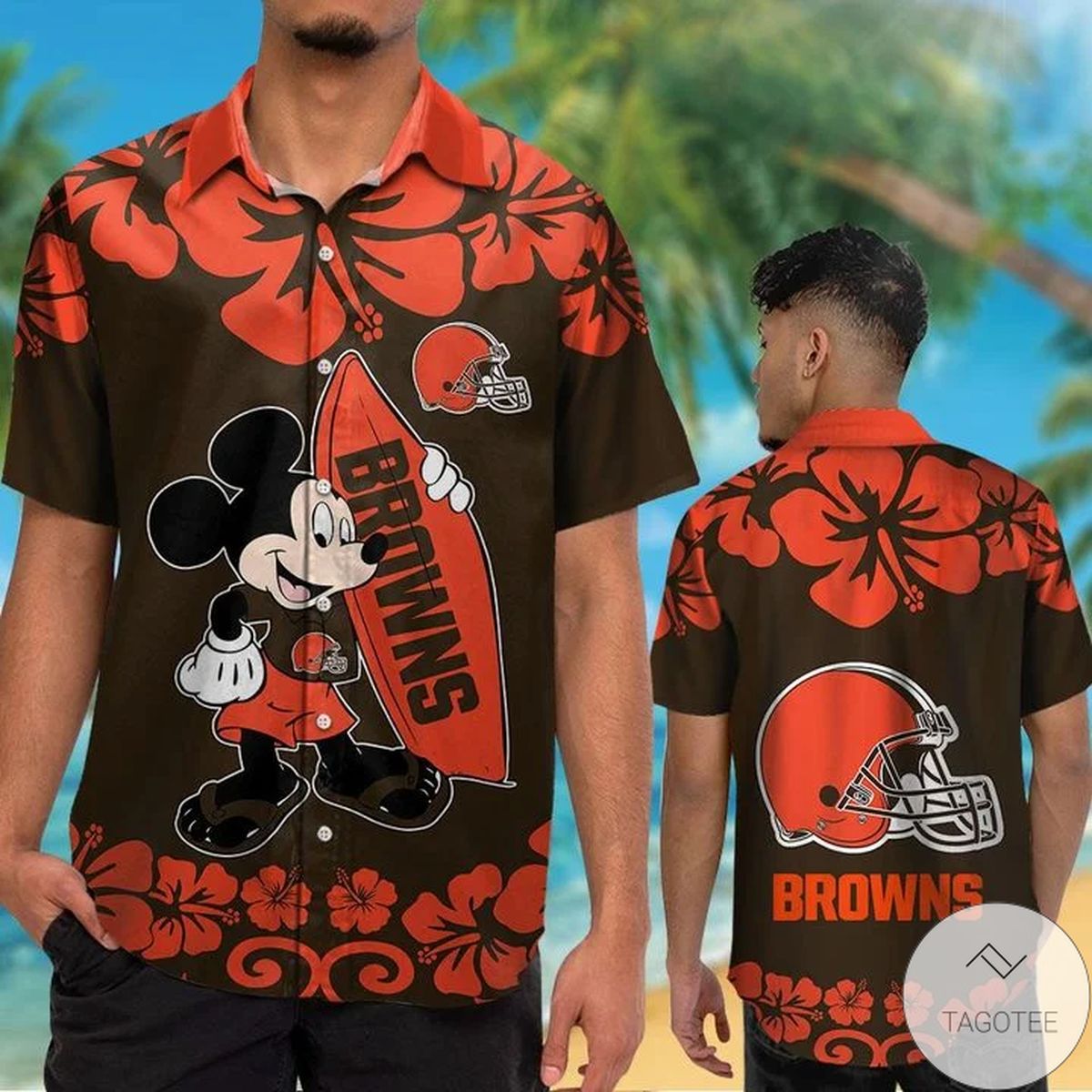 Cleveland Browns & Mickey Mouse Hawaiian Shirt Cleveland Browns & Mickey Mouse Hawaiian Shirt