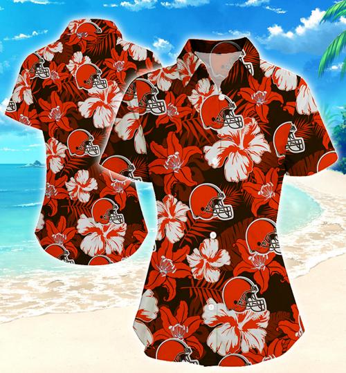 Cleveland Browns Women Hawaiian Shirt Summer Button Up Cleveland Browns Women Hawaiian Shirt Summer Button Up