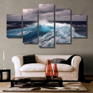 Clouds & Waves - Ocean 5 Panel Canvas Art Wall Decor
