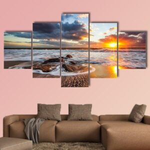 Cloudscape Over The Sea - Nature 5 Panel Canvas Art Wall Decor