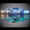 Cloudy Sky Blue Sea Wave - Nature 5 Panel Canvas Art Wall Decor