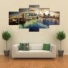 Cloudy Sky Over Brooklyn Bridge In New York - Nature 5 Panel Canvas Art Wall Decor