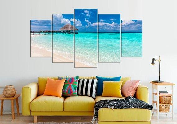 Coastal Beach Seascape Landscape - Nature 5 Panel Canvas Art Wall Decor Coastal Beach Seascape Landscape - Nature 5 Panel Canvas Art Wall Decor