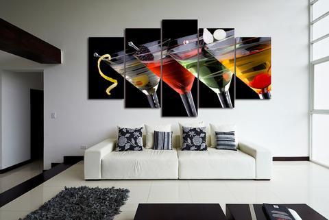 Cocktail Drinks - Wine 5 Panel Canvas Art Wall Decor Cocktail Drinks - Wine 5 Panel Canvas Art Wall Decor