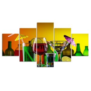 Cocktail Sparkling wine racks party - Wine 5 Panel Canvas Art Wall Decor