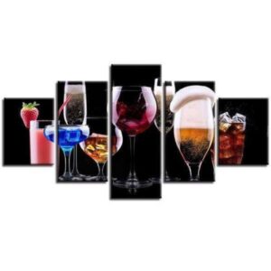 Cocktails - Wine 5 Panel Canvas Art Wall Decor