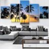 Coconut Trees At The Beach 1 - Nature 5 Panel Canvas Art Wall Decor