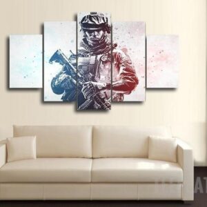 Cod - Colored Warfare -Army 5 Panel Canvas Art Wall Decor
