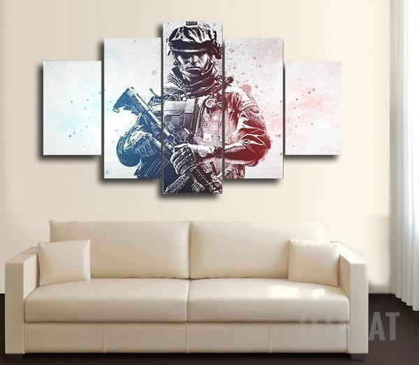 Cod - Colored Warfare -Army 5 Panel Canvas Art Wall Decor Cod - Colored Warfare -Army 5 Panel Canvas Art Wall Decor