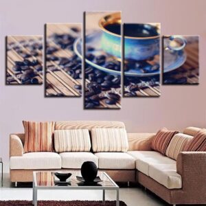 Coffee And Coffee Beans 04 - Nature 5 Panel Canvas Art Wall Decor