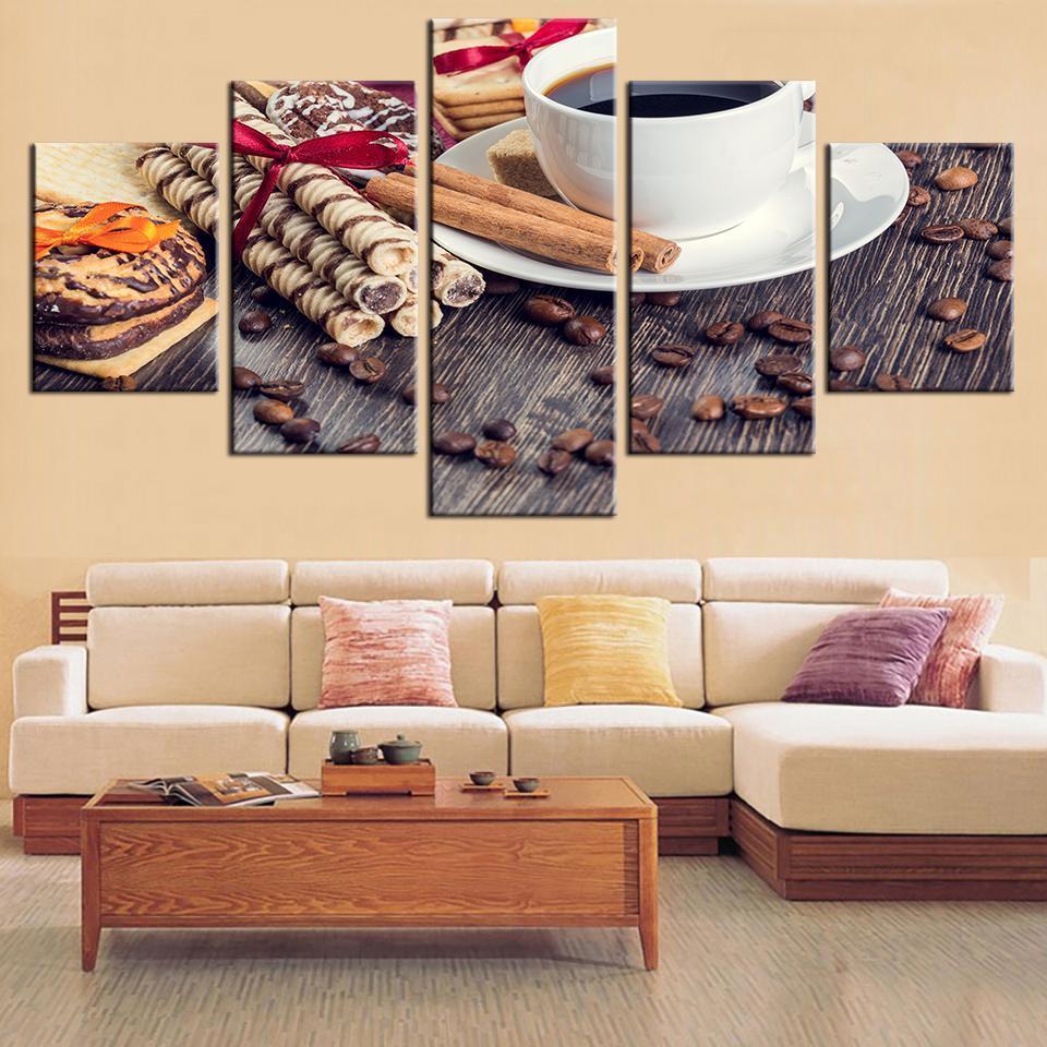 Coffee And Dessert - Nature 5 Panel Canvas Art Wall Decor Coffee And Dessert - Nature 5 Panel Canvas Art Wall Decor