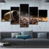 Coffee Beans Coffee Cup - Kitchen 5 Panel Canvas Art Wall Decor