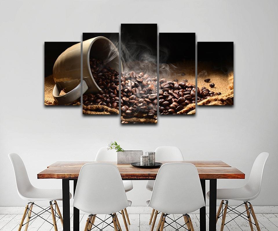 Coffee Beans - Nature 5 Panel Canvas Art Wall Decor Coffee Beans - Nature 5 Panel Canvas Art Wall Decor
