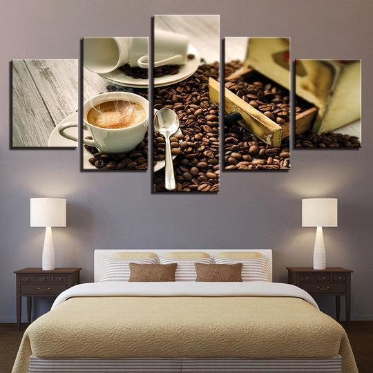 Coffee Cafe Restaurant Coffee Shop - Nature 5 Panel Canvas Art Wall Decor Coffee Cafe Restaurant Coffee Shop - Nature 5 Panel Canvas Art Wall Decor