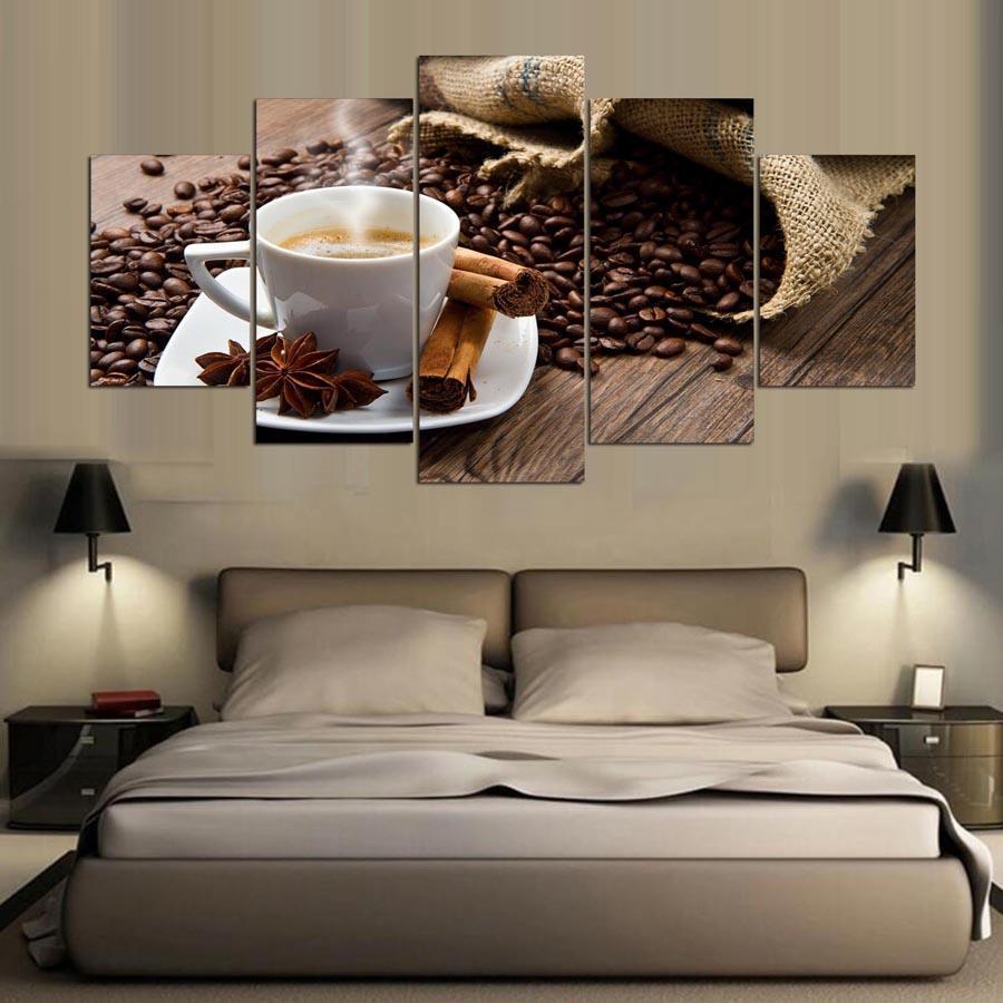 Coffee Cinnamon Kitchen - Nature 5 Panel Canvas Art Wall Decor Coffee Cinnamon Kitchen - Nature 5 Panel Canvas Art Wall Decor