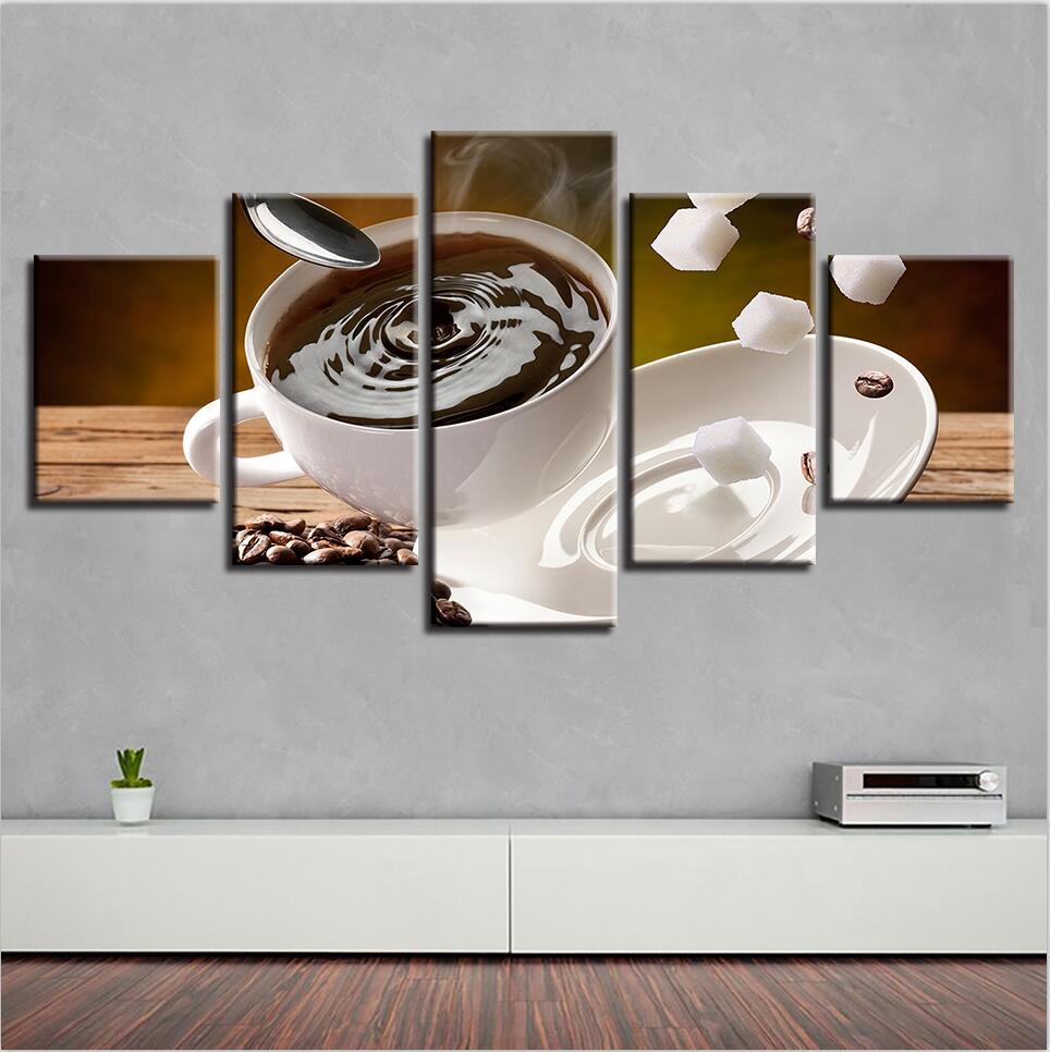 Coffee Drinks 5 - Kitchen 5 Panel Canvas Art Wall Decor Coffee Drinks 5 - Kitchen 5 Panel Canvas Art Wall Decor