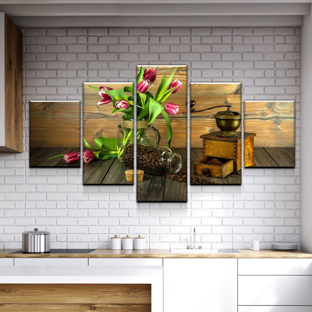 Coffee Grind - Nature 5 Panel Canvas Art Wall Decor Coffee Grind - Nature 5 Panel Canvas Art Wall Decor