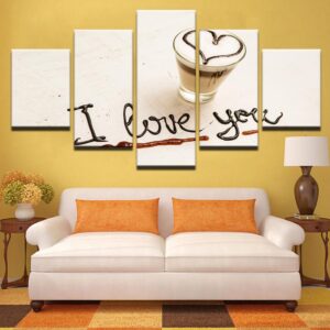 Coffee Love Macchiato - Nature 5 Panel Canvas Art Wall Decor