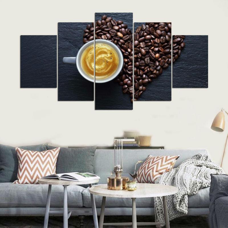 Coffee Love - Nature 5 Panel Canvas Art Wall Decor Coffee Love - Nature 5 Panel Canvas Art Wall Decor