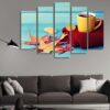 Coffee On Red Scarf - Anstract 5 Panel Canvas Art Wall Decor
