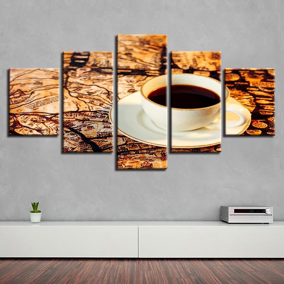 Coffee - Nature 5 Panel Canvas Art Wall Decor Coffee - Nature 5 Panel Canvas Art Wall Decor