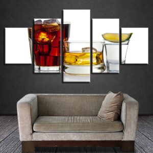 Coke Beer Foreign Wine - Wine 5 Panel Canvas Art Wall Decor