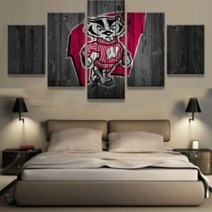 College Football Barn Wood Look 2 - Sport 5 Panel Canvas Art Wall Decor