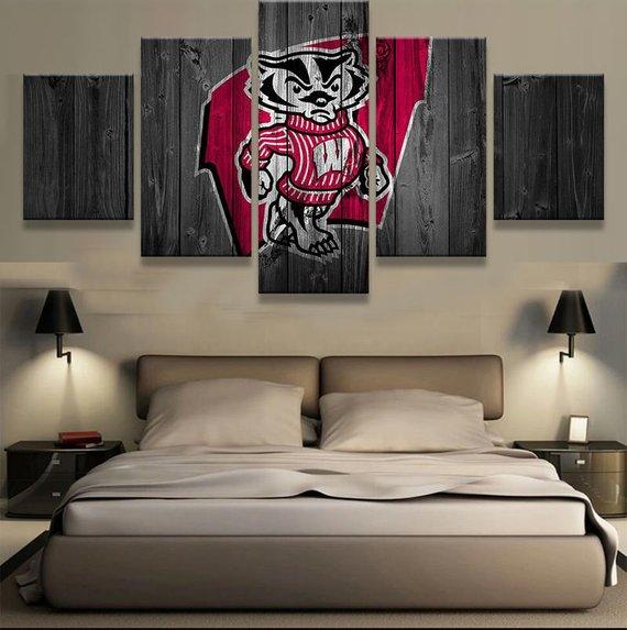 College Football Barn Wood Look 2 - Sport 5 Panel Canvas Art Wall Decor College Football Barn Wood Look 2 - Sport 5 Panel Canvas Art Wall Decor