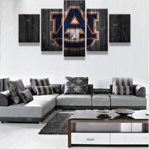 College Football Barn Wood Look 3 - Sport 5 Panel Canvas Art Wall Decor