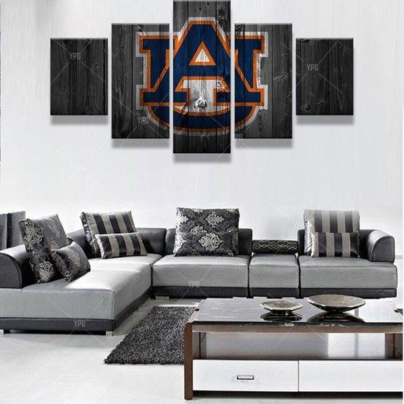 College Football Barn Wood Look 3 - Sport 5 Panel Canvas Art Wall Decor College Football Barn Wood Look 3 - Sport 5 Panel Canvas Art Wall Decor