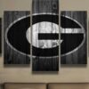 College Football Barn Wood Look 4 - Sport 5 Panel Canvas Art Wall Decor