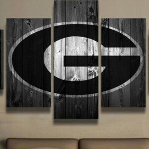 College Football Barn Wood Look 4 - Sport 5 Panel Canvas Art Wall Decor