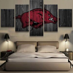 College Football Barn Wood Look 7 - Sport 5 Panel Canvas Art Wall Decor