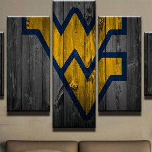 College Football Barn Wood Look 9 - Sport 5 Panel Canvas Art Wall Decor