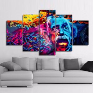 Color Abstract Albert Einstein - Famous Person 5 Panel Canvas Art Wall Decor