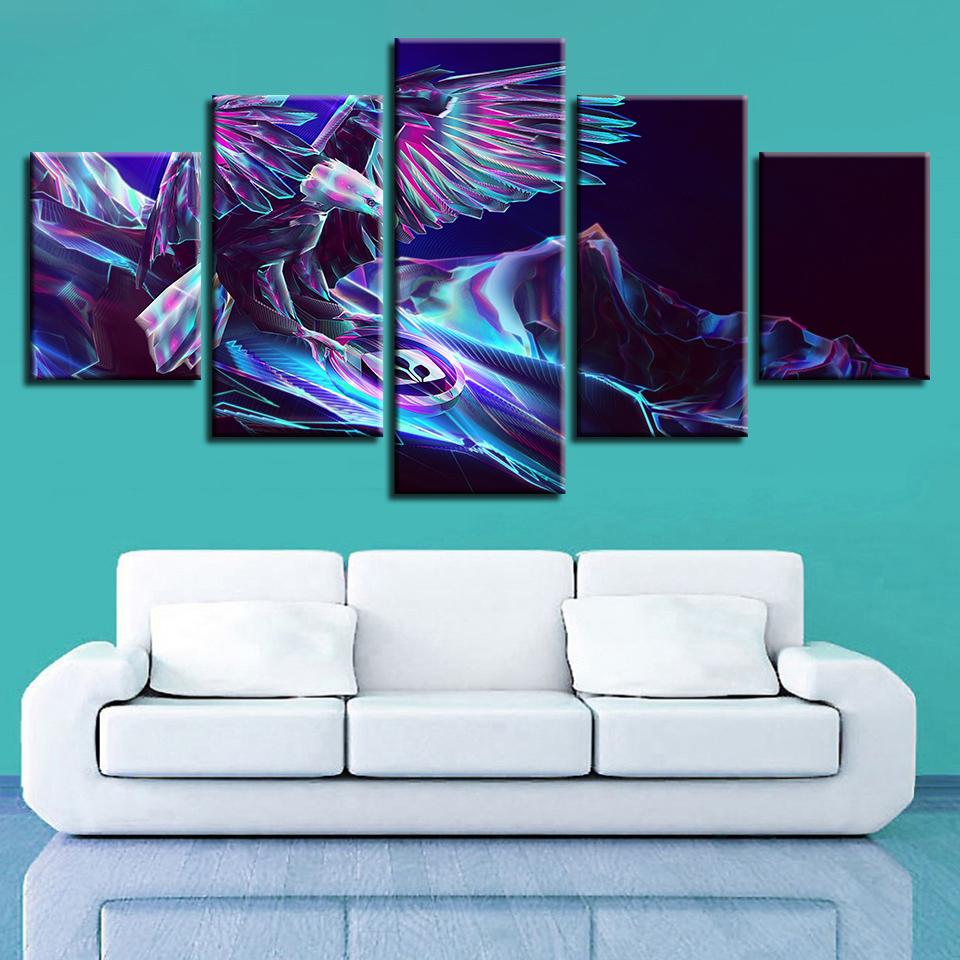 Color Animal Eagle - Abstract 5 Panel Canvas Art Wall Decor Color Animal Eagle - Abstract 5 Panel Canvas Art Wall Decor