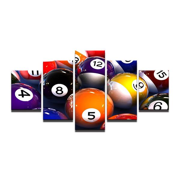 Color Billiards Pool 8 Ball Cue - Sport 5 Panel Canvas Art Wall Decor Color Billiards Pool 8 Ball Cue - Sport 5 Panel Canvas Art Wall Decor