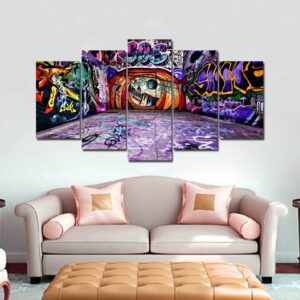 Color Graffiti - Abstract 5 Panel Canvas Art Wall Decor