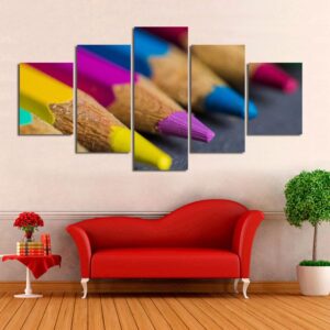 Color Pencils 1 - Abstract 5 Panel Canvas Art Wall Decor
