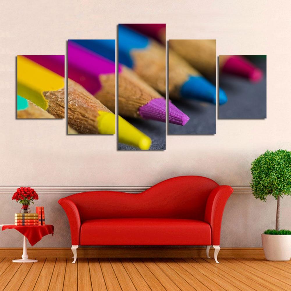 Color Pencils 1 - Abstract 5 Panel Canvas Art Wall Decor Color Pencils 1 - Abstract 5 Panel Canvas Art Wall Decor