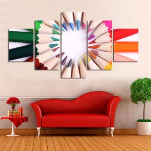 Color Pencils 2 - Abstract 5 Panel Canvas Art Wall Decor