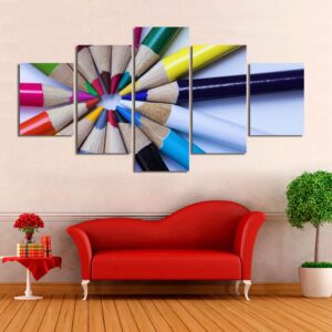 Color Pencils 4 - Abstract 5 Panel Canvas Art Wall Decor