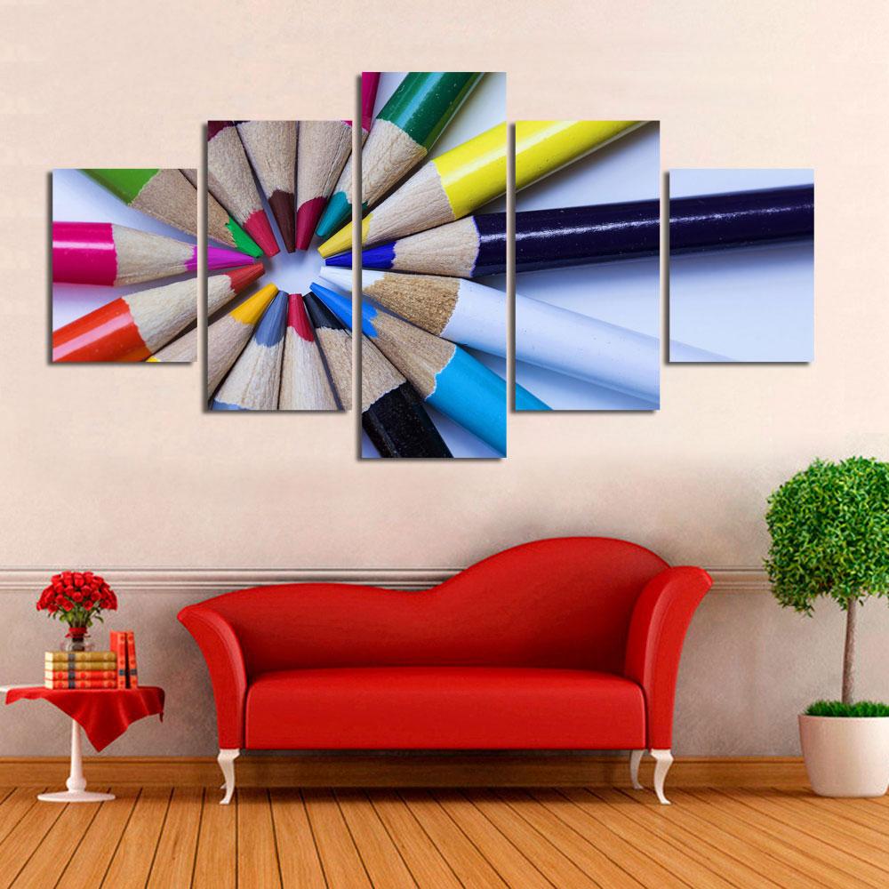Color Pencils 4 - Abstract 5 Panel Canvas Art Wall Decor Color Pencils 4 - Abstract 5 Panel Canvas Art Wall Decor