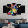 Color abstract Giraffe - Abstract 5 Panel Canvas Art Wall Decor