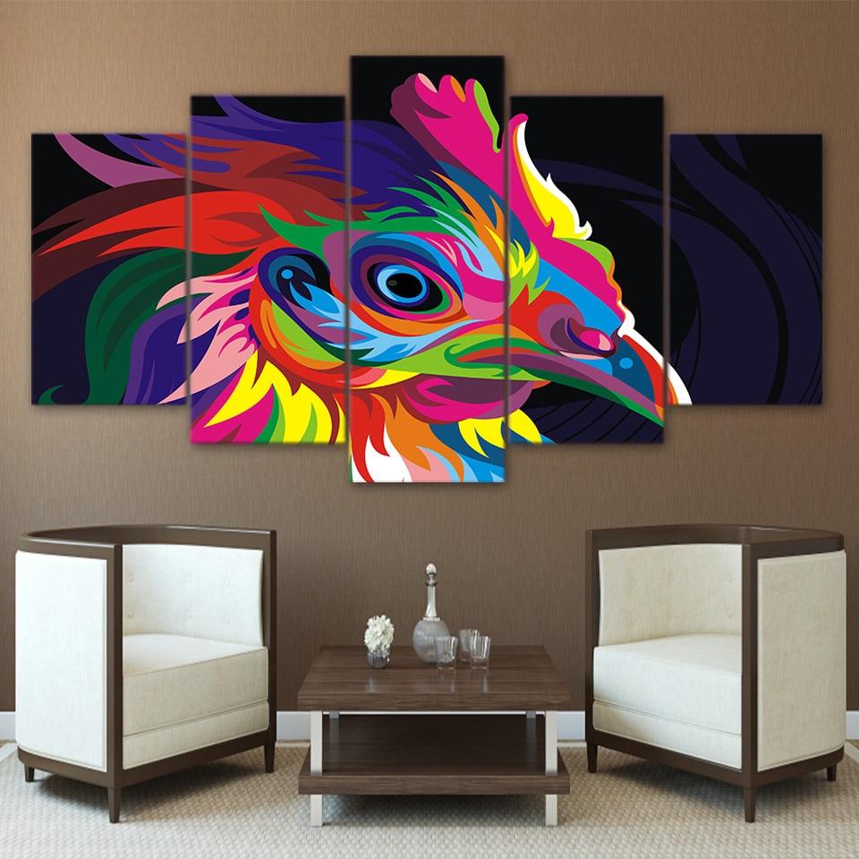 Color abstract chicken - Abstract 5 Panel Canvas Art Wall Decor Color abstract chicken - Abstract 5 Panel Canvas Art Wall Decor