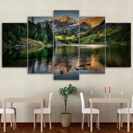 Colorado Mountain Lake - Nature 5 Panel Canvas Art Wall Decor Colorado Mountain Lake - Nature 5 Panel Canvas Art Wall Decor