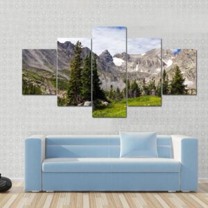 Colorado Rocky Mountains Landscape In Summer - Nature 5 Panel Canvas Art Wall Decor