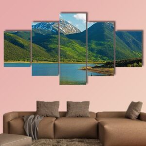Colorado Twin Lakes Area With Rocky Mountains - Nature 5 Panel Canvas Art Wall Decor