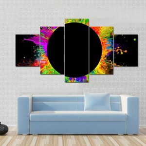 Colored Splashes - Abstract 5 Panel Canvas Art Wall Decor